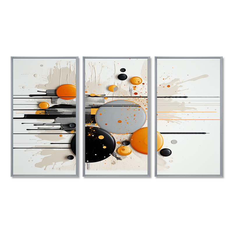 «Silver Moon Rising - Minimalisme», ensemble d'art mural, Encadrement argenté, H 32 po x l 48 po x P 1 po