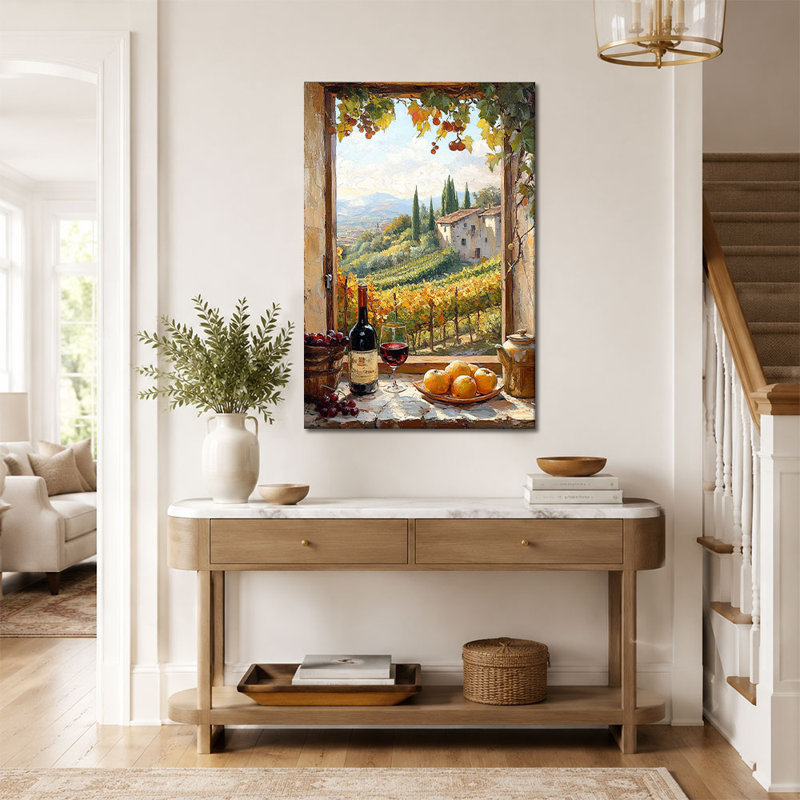 «Tuscan Vineyard Window Scene», art mural, 16*24 inch (40*60*2cm)