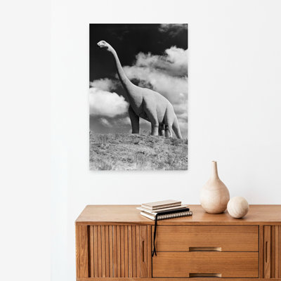 1950s LIFE-SIZE STATUE OF EXTINCT LONG NECK GIGANTIC BRONTOSAURUS DINOSAUR PARK ESTABLISHED 1936 RAPID CITY SOUTH DAKOTA USA by H. Armstrong Roberts - Wrapped Canvas Print