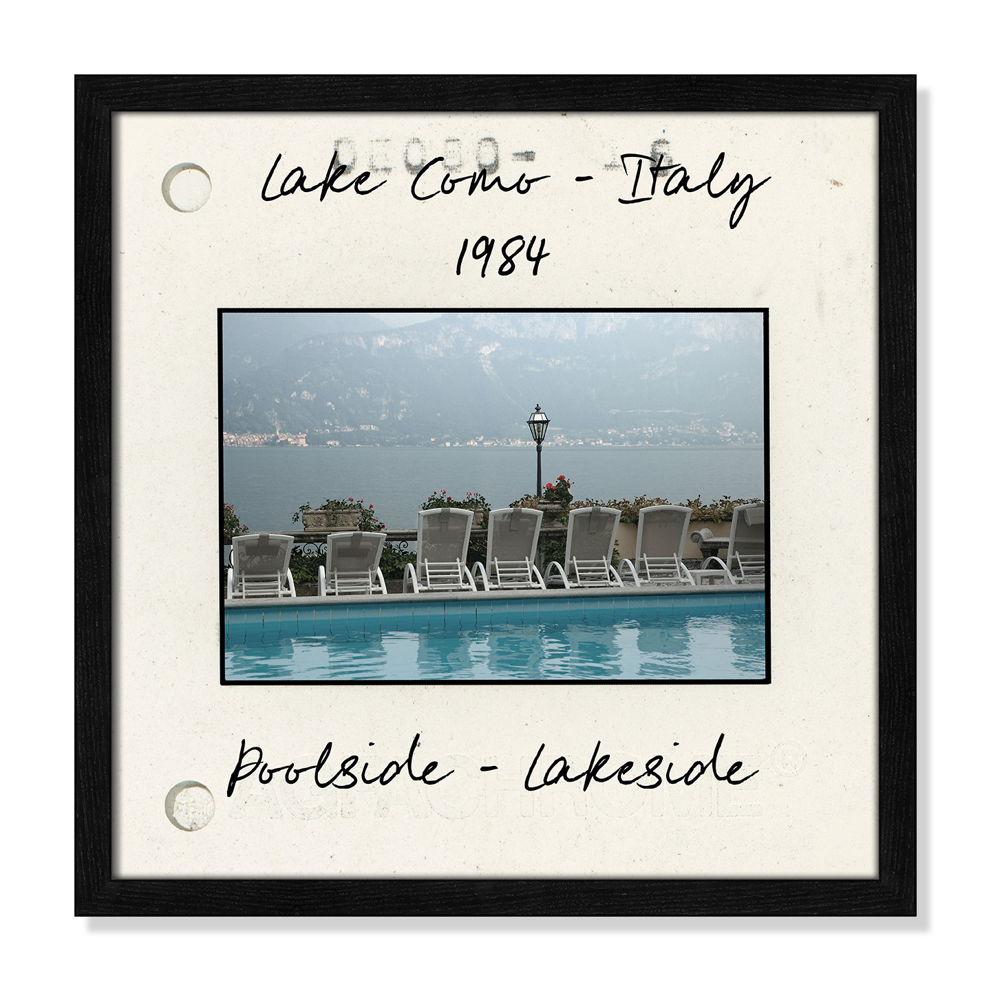 Travel Slide Collection "Lake Como, Italy" Print, Black Single Picture Framed Paper, 17" H x 17" W x 0.75" D