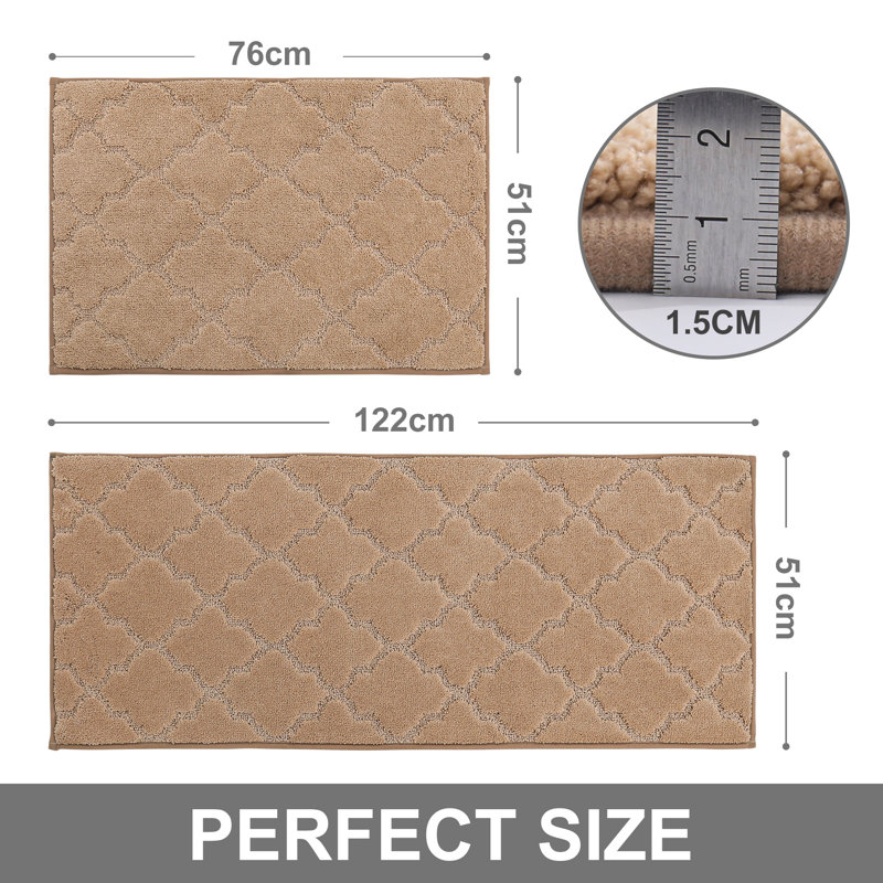 Muhd Kitchen Mat Set of 2, Beige, Rectangle 1'8" x 2'6"+ 1'8" x 4'