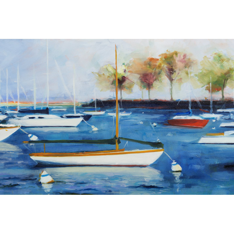 Mooring Basin by Curt Crain - Painting on Canvas, 20cm H x 30cm W, Wrapped Canvas