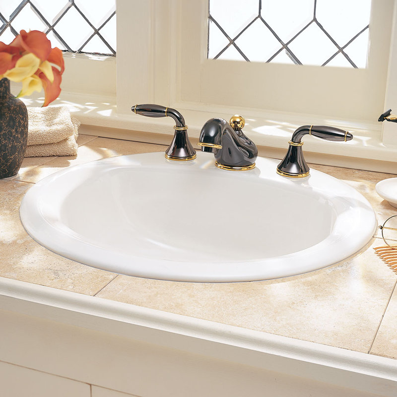 American Standard Rondalyn 19.125'' Ceramic Circular Bathroom Sink with Overflow, White, 8" Centers