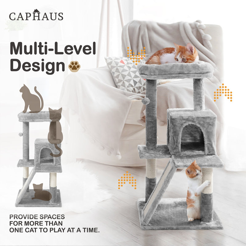 Beige 37-Inch Multi-Level Cat Tree with Sisal Scratching Posts