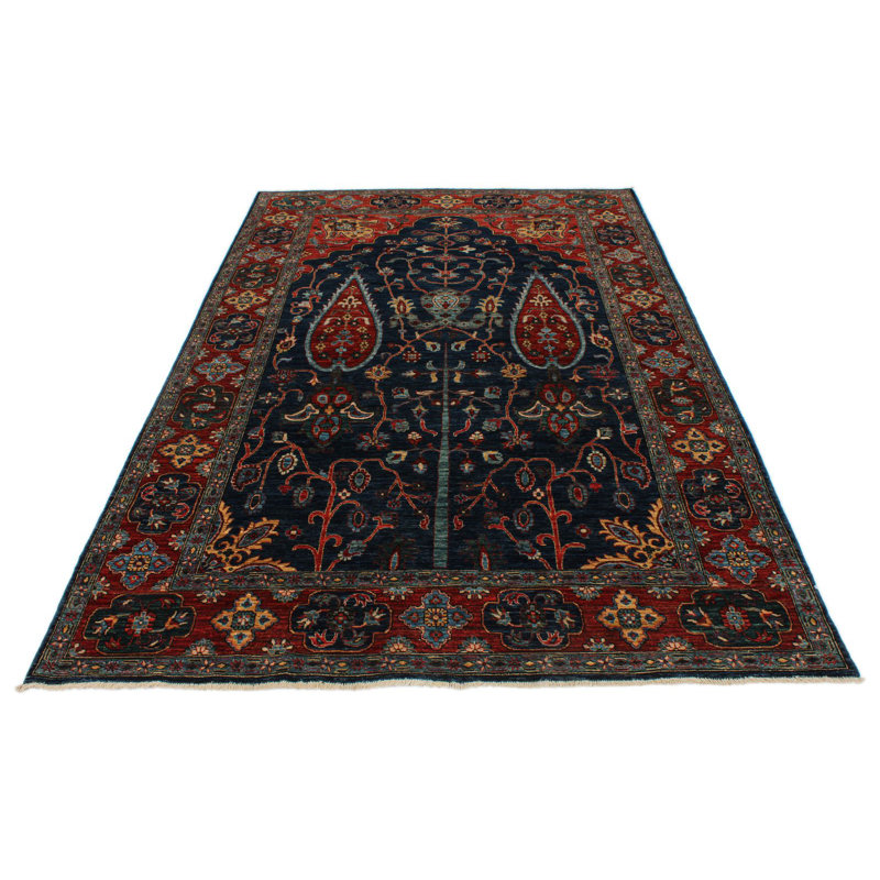 Tapis traditionnel bleu marine et rouille 5 x 9