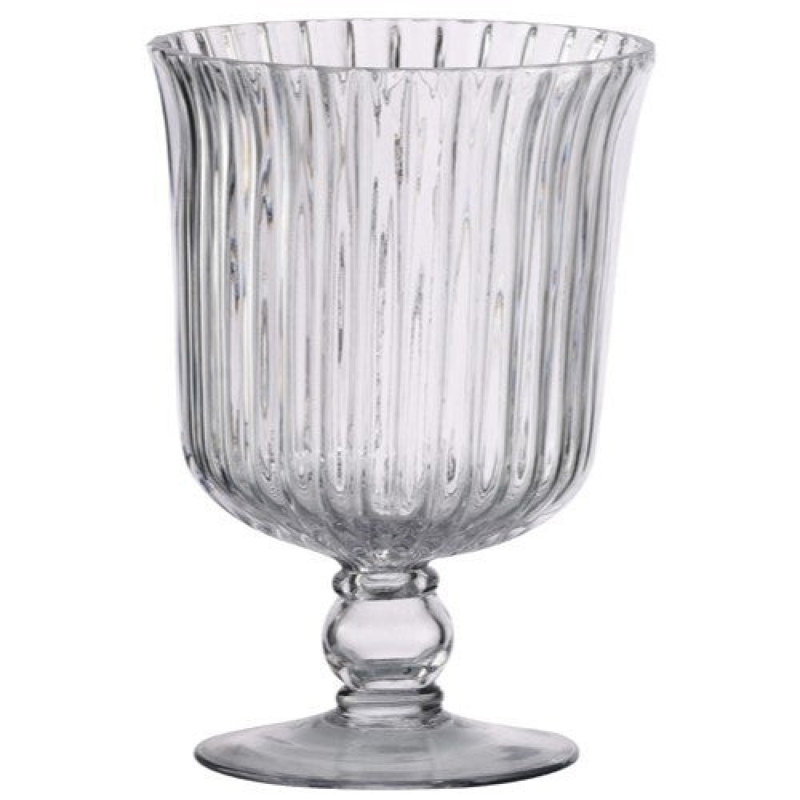 Vase piédestal à nervures, Hauteur totale - 9,9 po