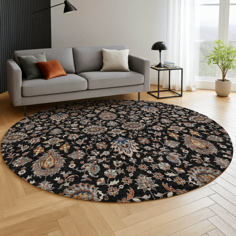 Tapis de qualité supérieure lavable à la machine Mayfield AMF2192 global, Noir, Rond 8 pi
