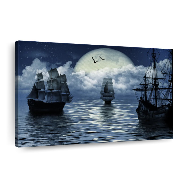 Vieux bateau à voile, reproduction sur toile, L 24 po x H 36 po
