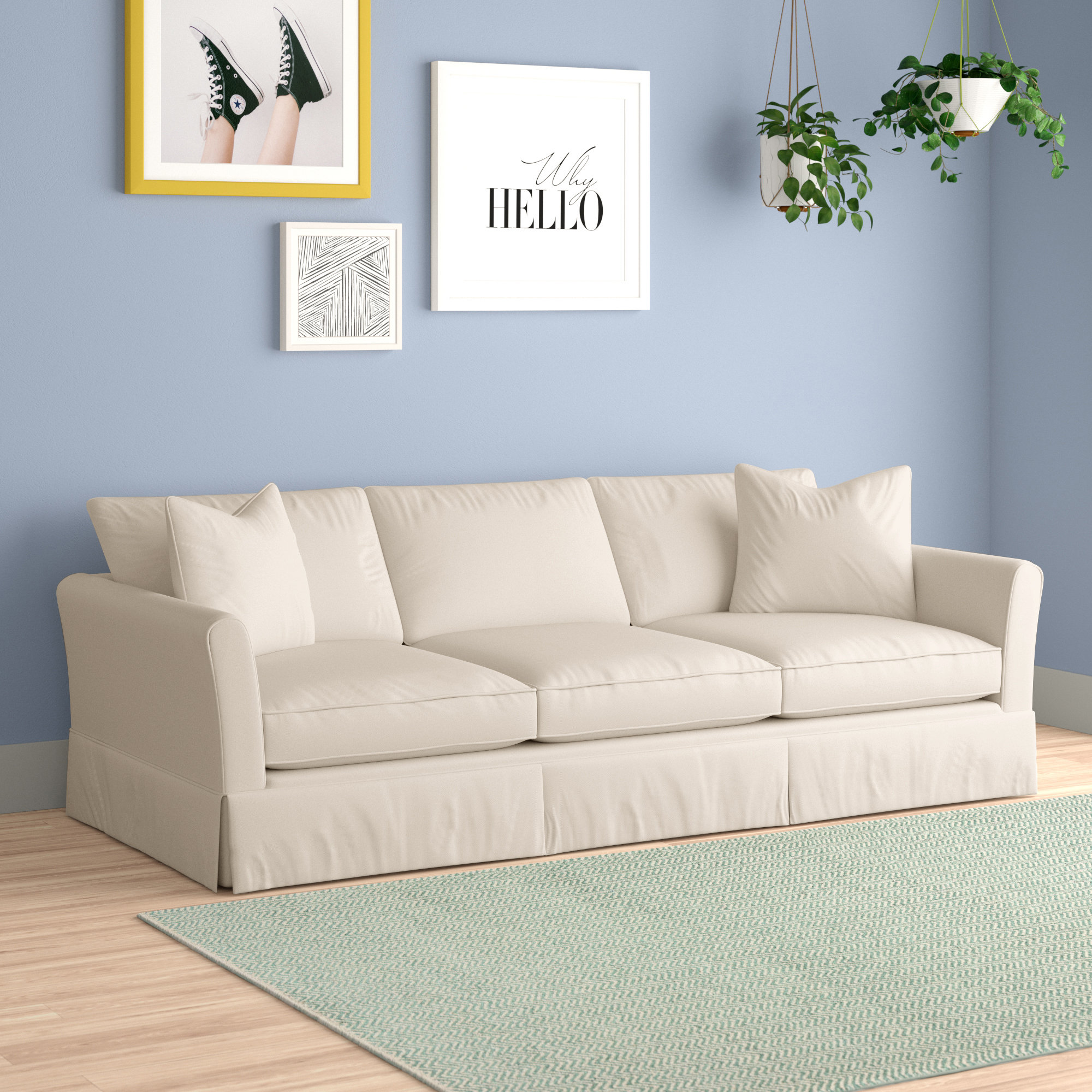 Shelby 82'' Upholstered Sofa, Conversation Ivory Basketweave