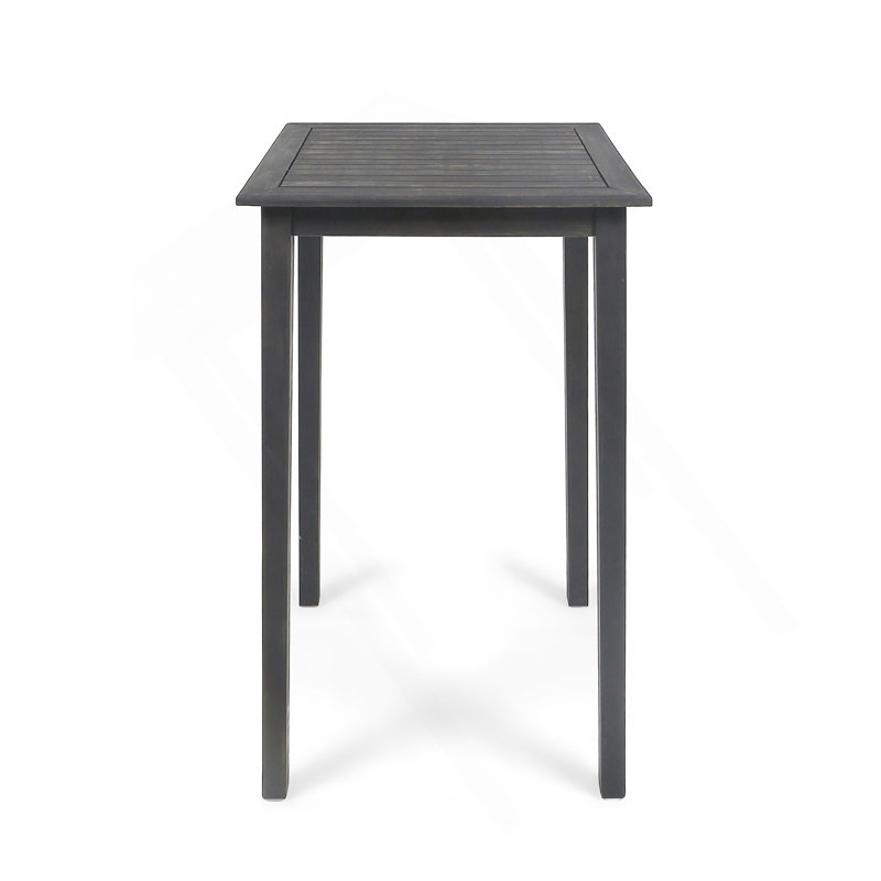 Outdoor Minimalist Acacia Wood Square Bar Table - Dark Gray, Dark Gray