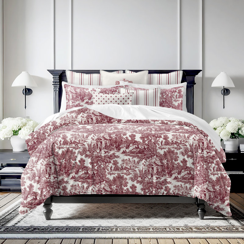 Ensemble de housse de couette en coton Aulot Toile Merlot 8 pièces, Housse de couette Très grand californien + 7 piè
