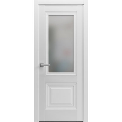 Porte de cuisine pré-montée Lucia 8822 Blanc Soie avec verre opaque dépoli, panneau unique, cadre et finitions soignées, pour salle de bain et chambre à coucher, portes robustes - 42 po x 84 po
