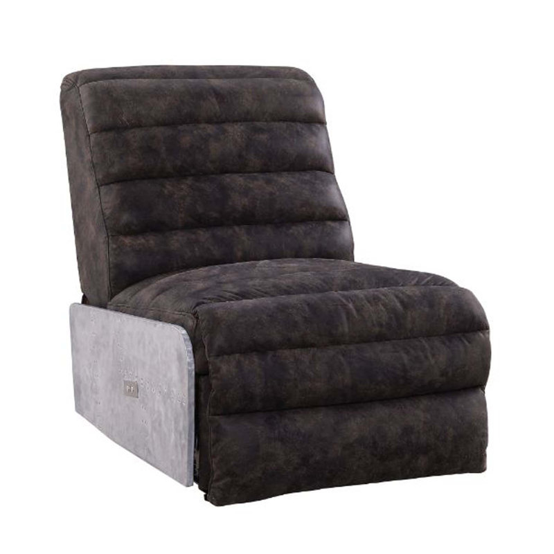 Fauteuil inclinable Okzuil Power Motion, cuir fleur gris deux tons et aluminium