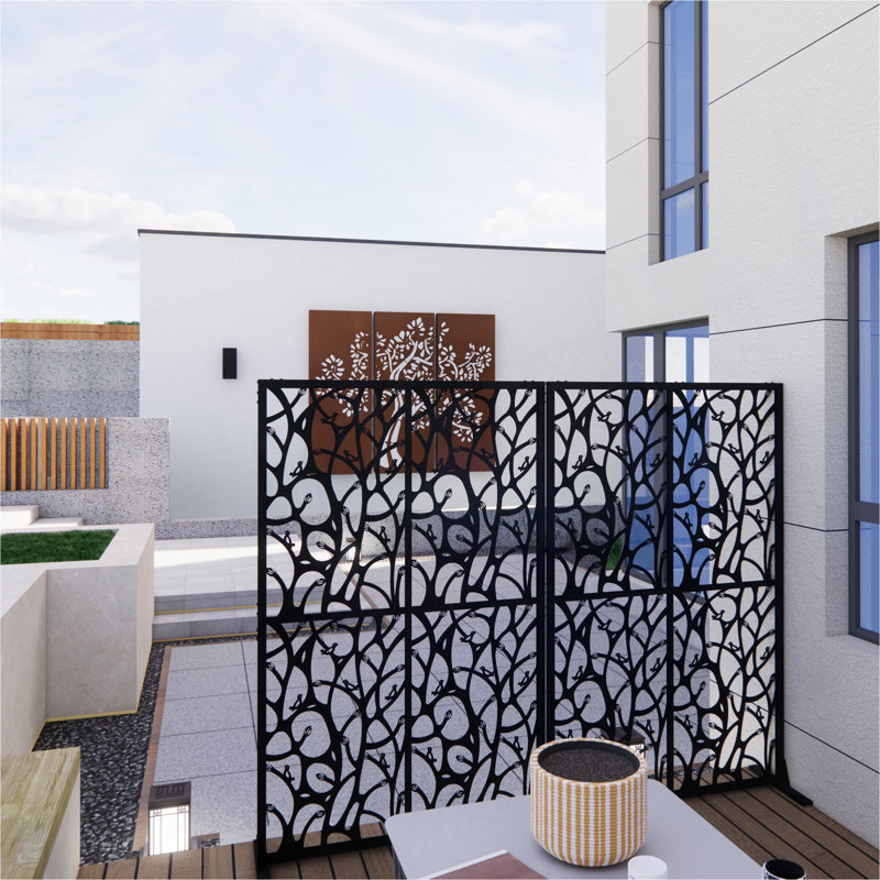 Cloison d'intimité en métal avec écran d'intimité autoportant pour balcon et patio