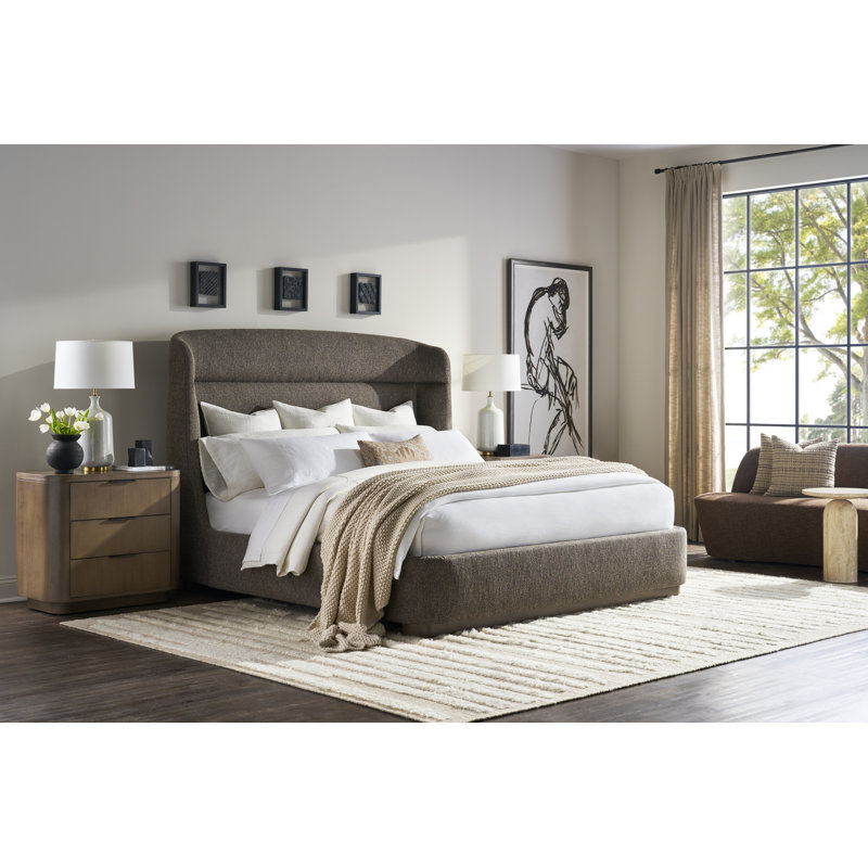 Grandhaven By Michael Weiss Upholstered Wingback Bed, Worthy Snow, Casa Blanca, California King