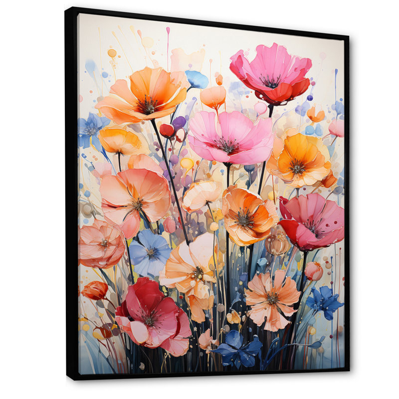 Clodean Seasonal Flowers Représentation multicolore - impression, H 20 po x l 12 po x P 1 po, Cadre flottant noir