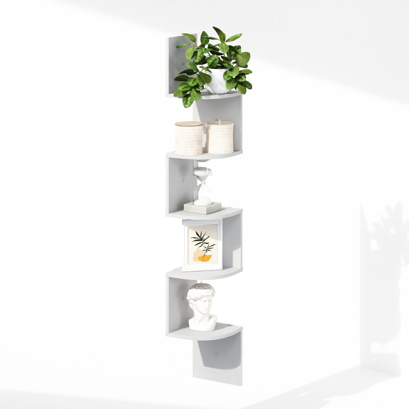 Rodrich 5 Piece Corner Floating Shelf, White