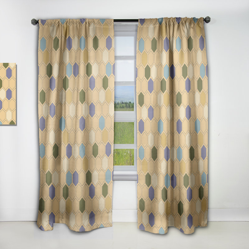 Panneau de rideau simple occultant rétro Mid-Century, L 52 po x L 108 po