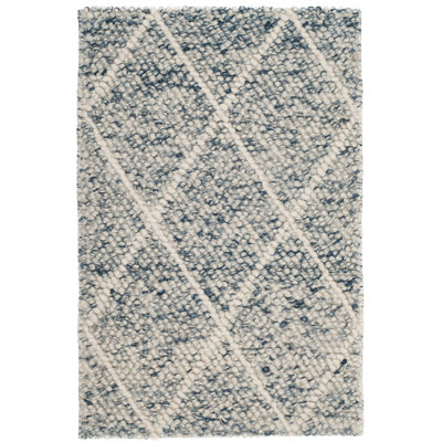 Russo Ivory Blue Hand-Woven Geometric Rug