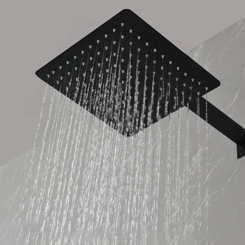10" Wall Mount Rainfall Square Shower Head, Matte Black