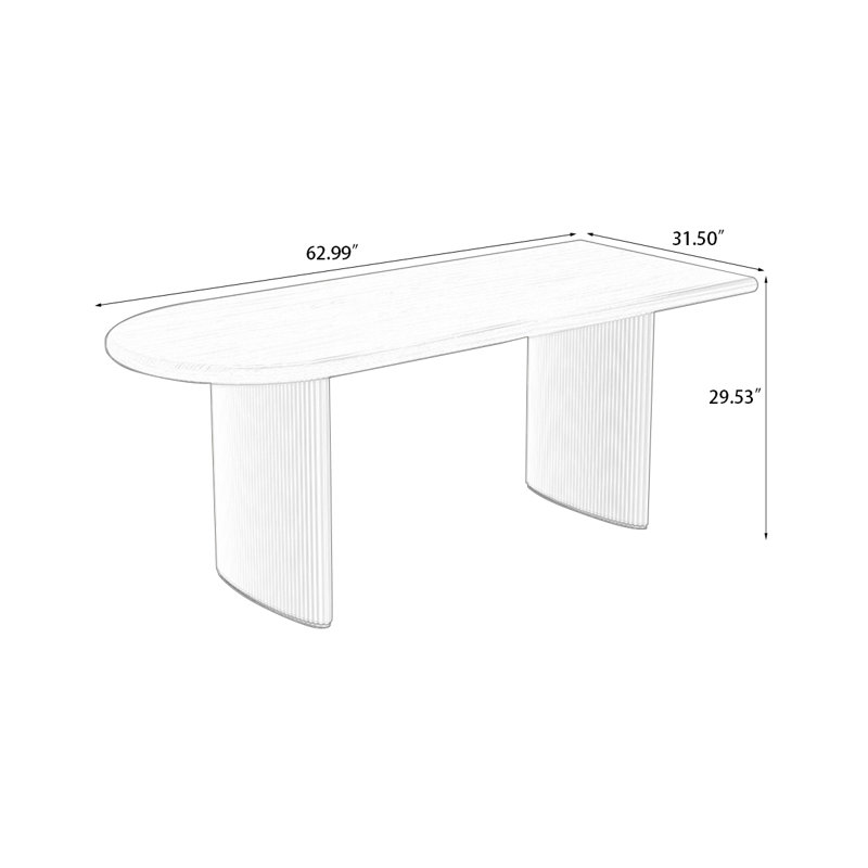 Table de salle à manger en bois massif noisette + demi-cercle, H 29,53 po x L 62,99 po x l 31,5 po, Noir, noir, noir, noir
