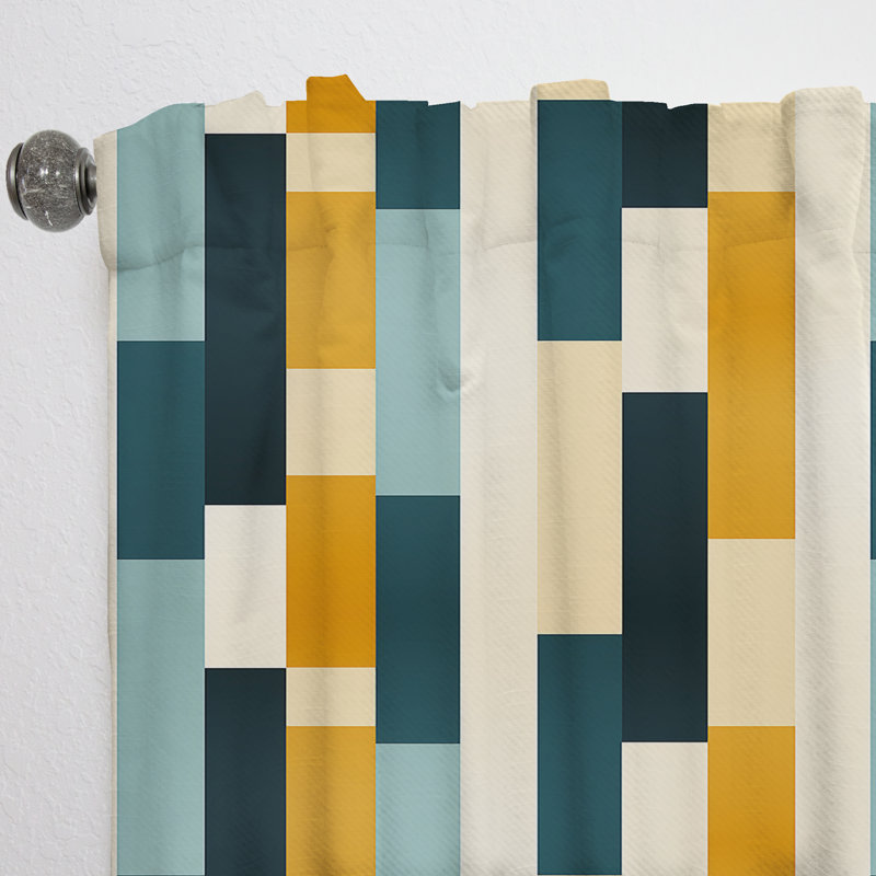 Sleek Midcentury Stripes - Rideau en velours Mid-Century - obscurcissant - 1 panneau, L 52 po x L 63 po