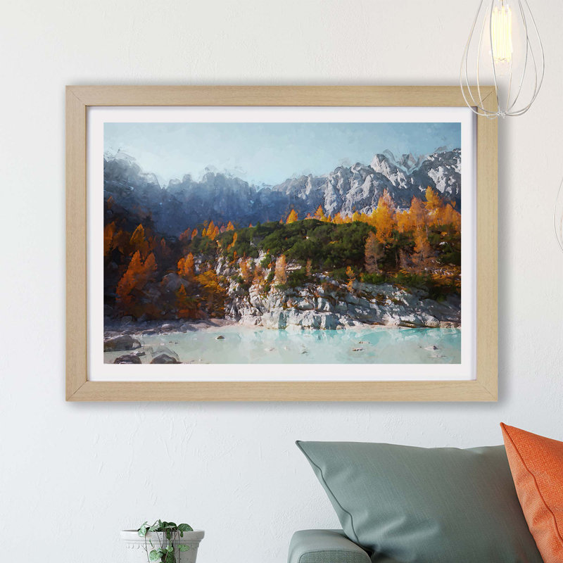 Auronzo Di Cadore Mountains Italy - Framed Print, 45cm H x 63cm W x 2cm D, Oak