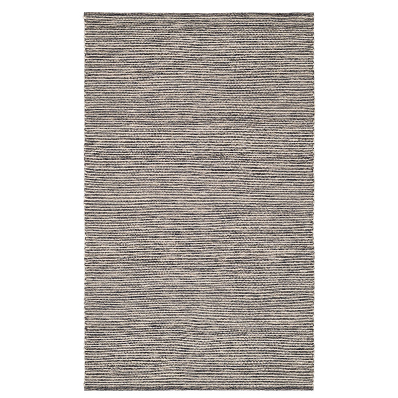 Mixed Stripe Blue/Ivory Handwoven Rug, Rectangle 5' x 8'