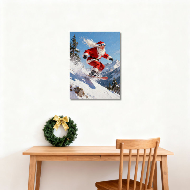 Santa, planche à neige d'hiver, art mural, H 18 po x l 12 po