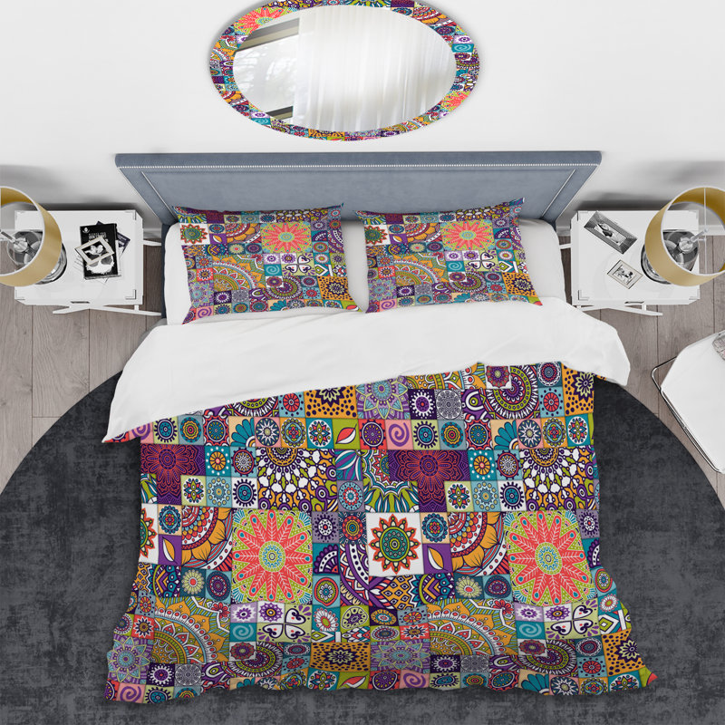 Multicolor Square Patchwork - Abstract Duvet Cover Set - Microfiber Polyester, Twin Duvet Cover + 1 Standard Sham