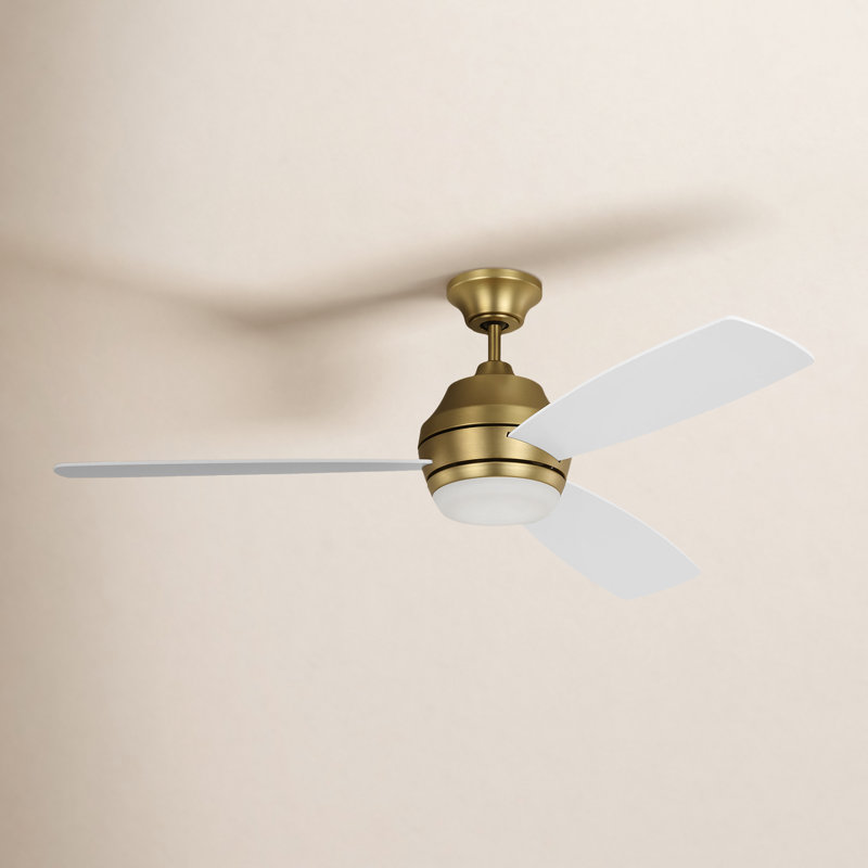 Ventilateur de plafond Rivers, Blanc mat, Burnished Brass