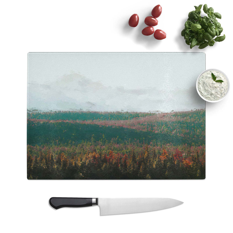Glass Fir Tree Forest Abstract Art Chopping Board, 39 cm W x 28.5 cm L