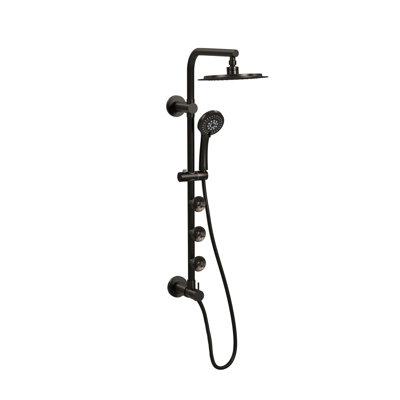 Système de douche avec pomme de douche à pluie 8 po Lanai et bras de douche pivotant à 3 jets et douchette multifonction 1,8 GPM