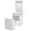 Petit meuble-lavabo avec miroir et lumière, coiffeuse avec station de charge et panneau rabattable pour les petits espaces, ensemble de coiffeuse à maquillage compact avec tabouret caché pour la chambre à coucher