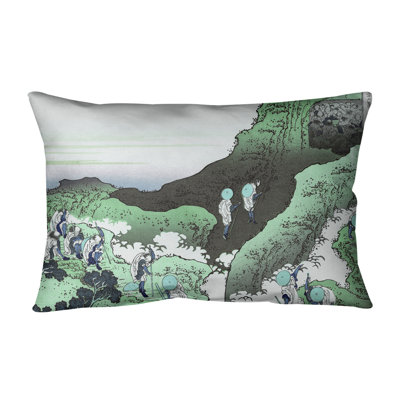Coussin lombaire en coton katsushika hokusai, escalade on mt. fuji