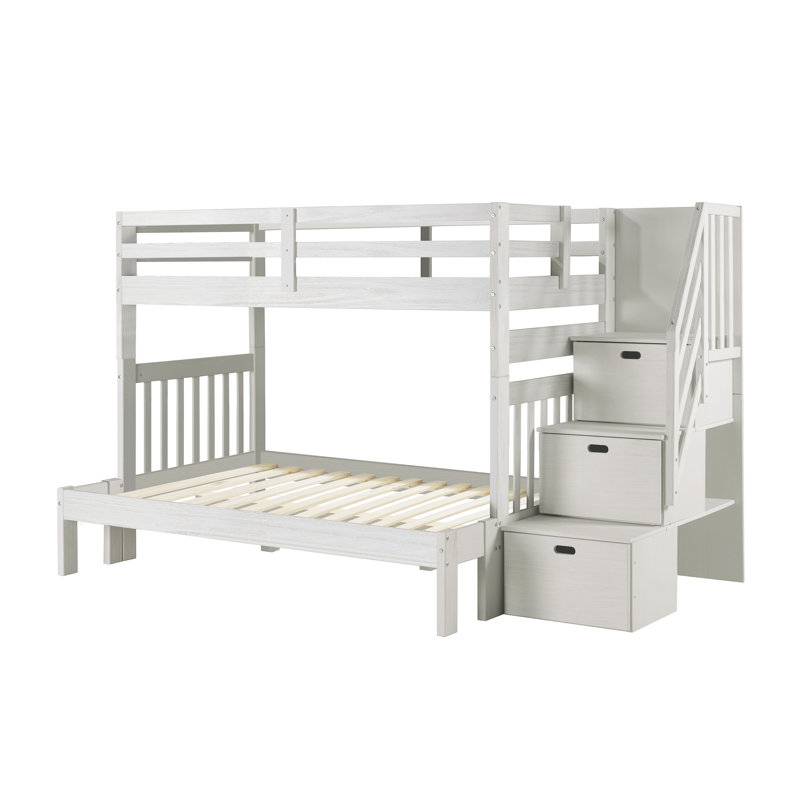 Ahmia Kids Twin Over Full Bunk Bed, White Mist