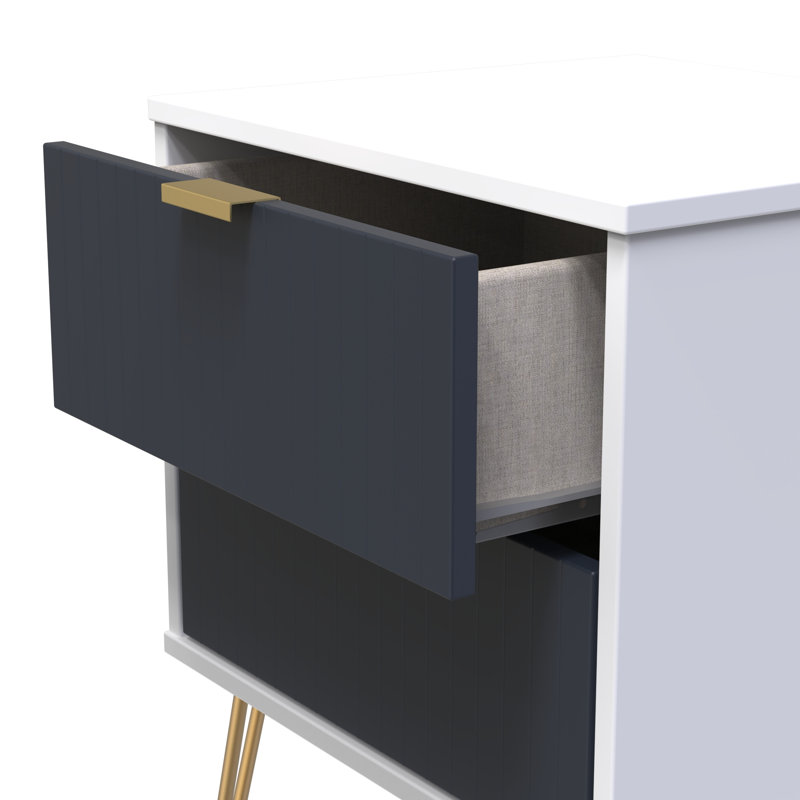 Beranda 45cm W Manufactured Wood Bedside Table, Indigo Matt/White
