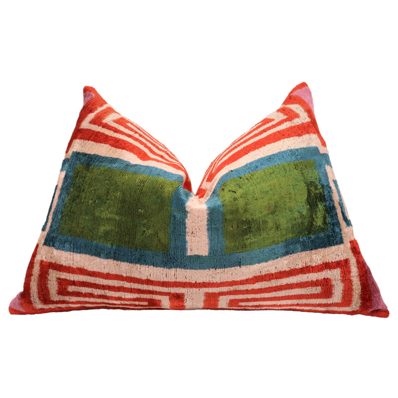 Lumbar Pillow Cover & Insert, Green/Orange/Beige