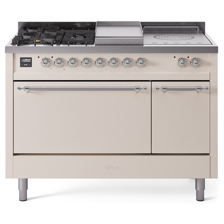 ILVE Nostalgie II 48 in Dual Fuel Range, 5 Burner, Griddle, Frenchtop