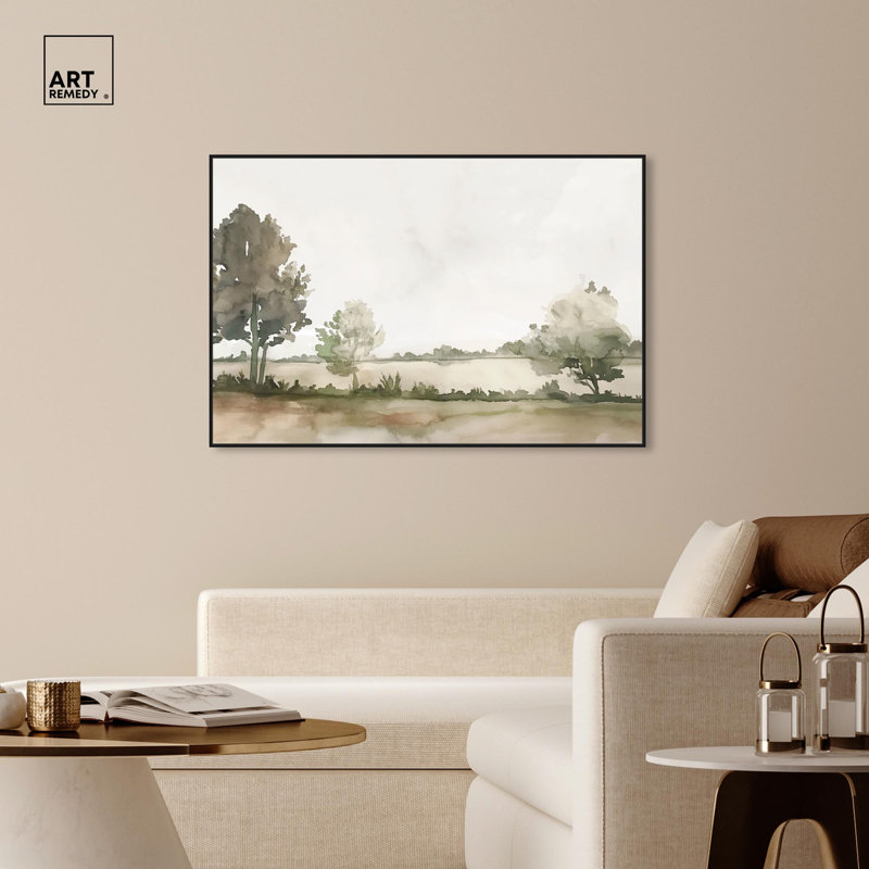 «Lawnside Escape», toile rustique par Art Remedy, H 37 po x l 55 po, Cadre noir