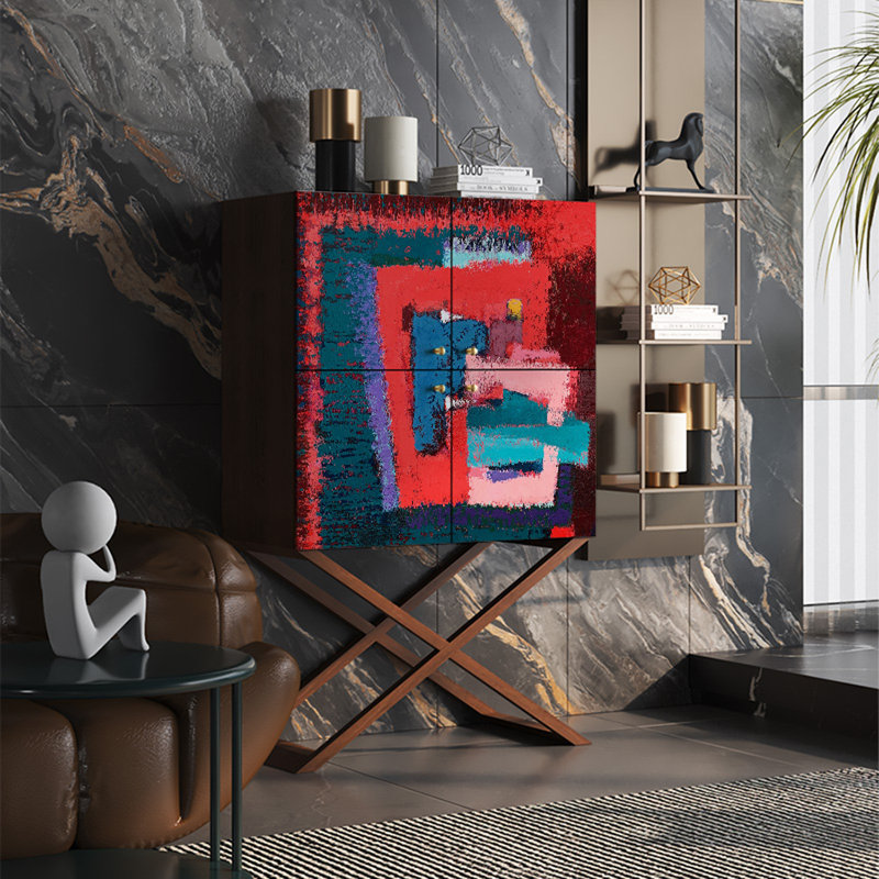 Armoire de rangement polyvalente avec plateau en pin, Brun