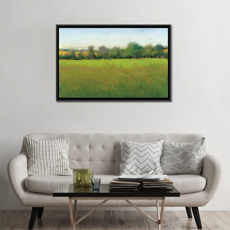 « verdoyants », reproduction sur toile, H 18 po x l 26 po x P 1,5 po, Toile encadrée noire, Pas de tapis