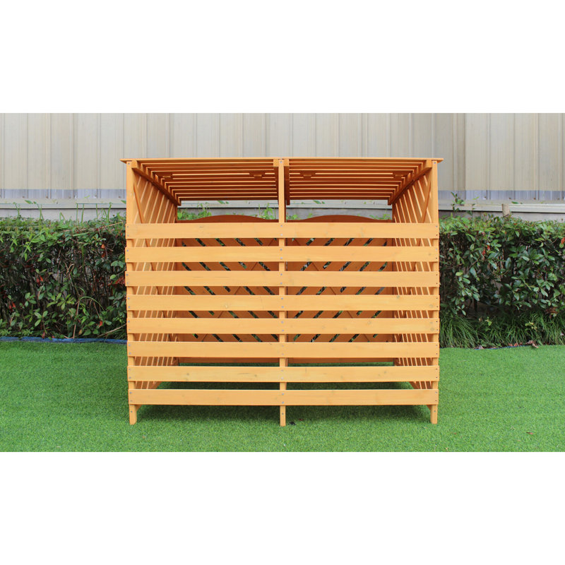 Hanover Outdoor 4.88 ft. x 3.01 ft. Wooden Trash Bin and Recyclables Storage Shed