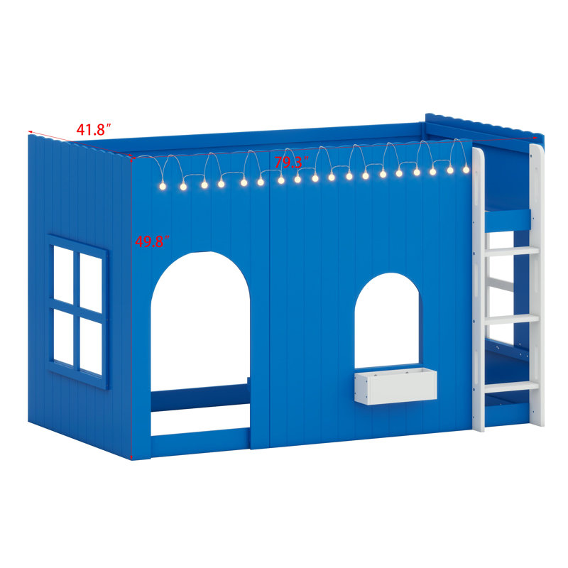 Lit mezzanine surélevé avec lumière DEL chaude, Klein Blue