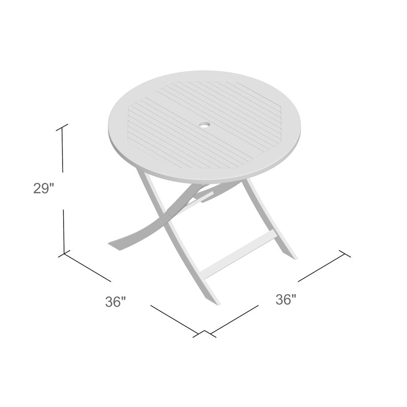 Blaser Round Yellow Balau Folding Outdoor Dining Table With Umbrella Hole , in. W 36'' in. D