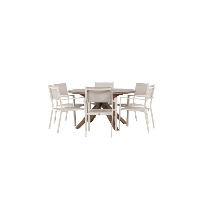 Kluesner 6 - Person Patio Dining Set with Round Table, Beige