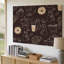 La toile crée un motif sans couture mettant en vedette un ensemble d'éléments d'art mural liés au café, y compris une machine à espresso classique et un art mural sur toile fumant-1278538588