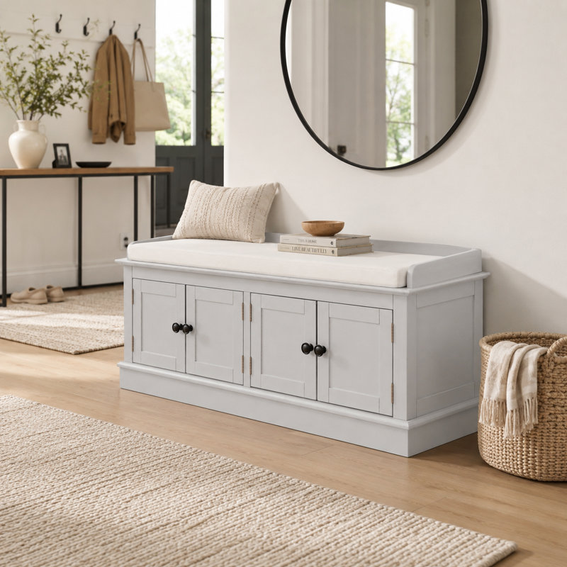 Banc de rangement Waukomis, Gris délavé