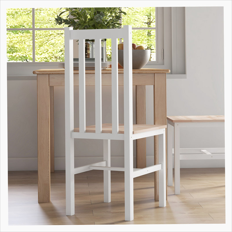 Chaise d'appoint en bois massif Nystead, Blanc, Ensemble de 4