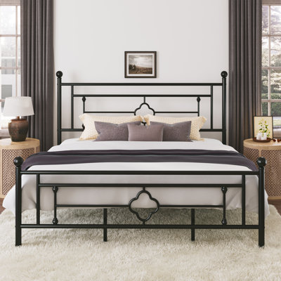 Ajayceon Metal Platform Bed Frame With Vintage-Style Headboard And Footboard